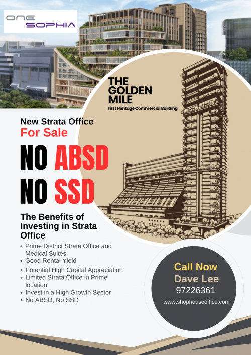 The Golden Mile strata office for sale. Call Dave Lee 97226361. Singapore commercial property agent from Propnex